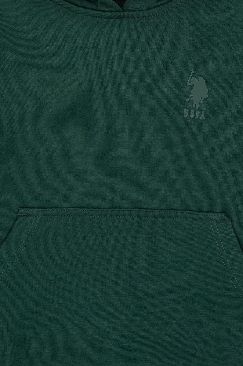 Erkek Çocuk Koyu Yeşil Kapüşonlu Basic Sweatshirt