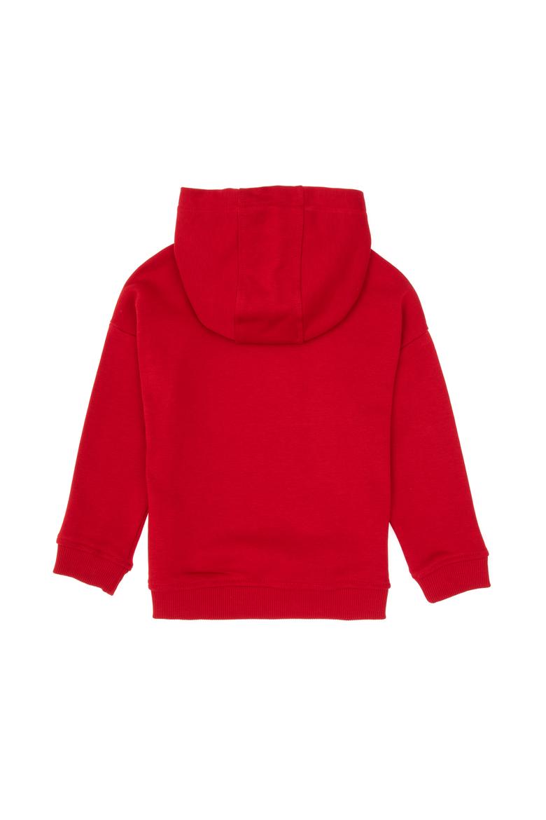 Erkek Çocuk Kırmızı Kapüşonlu Basic Sweatshirt - 50313941079