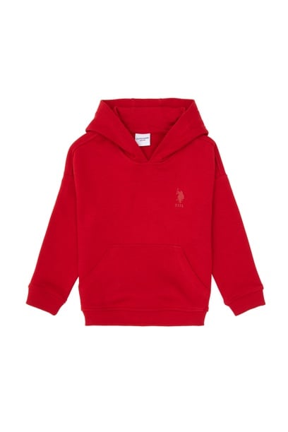 Erkek Çocuk Kırmızı Kapüşonlu Basic Sweatshirt