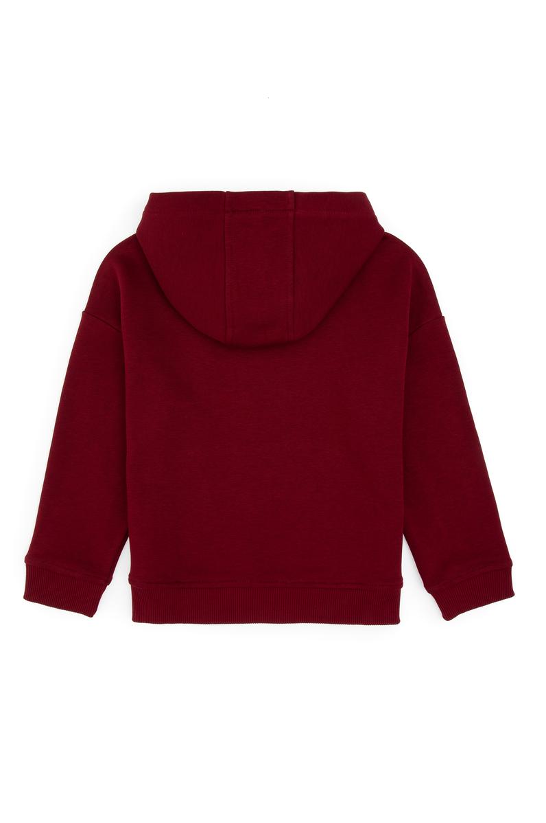 Erkek Çocuk Bordo Kapüşonlu Basic Sweatshirt