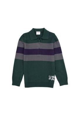 Erkek Çocuk Yeşil Polo Yaka Yarım Fermuarlı Kazak - 50315615020