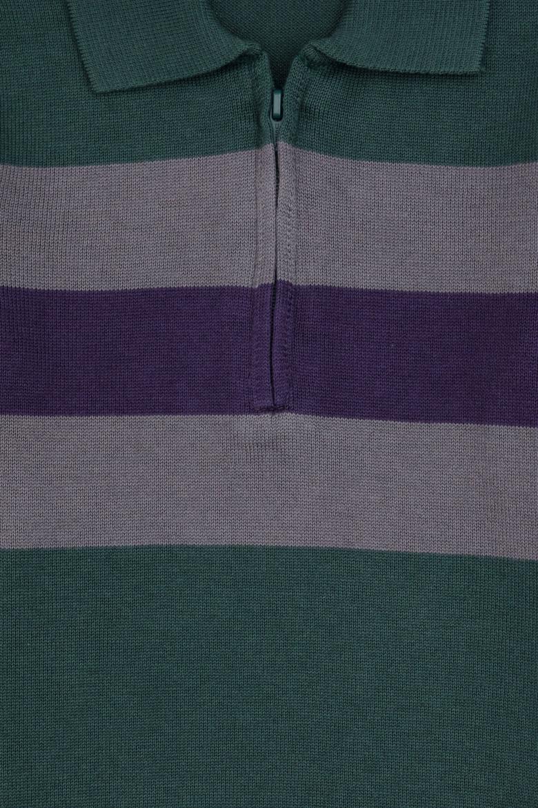 Erkek Çocuk Yeşil Polo Yaka Yarım Fermuarlı Kazak - 50315615020