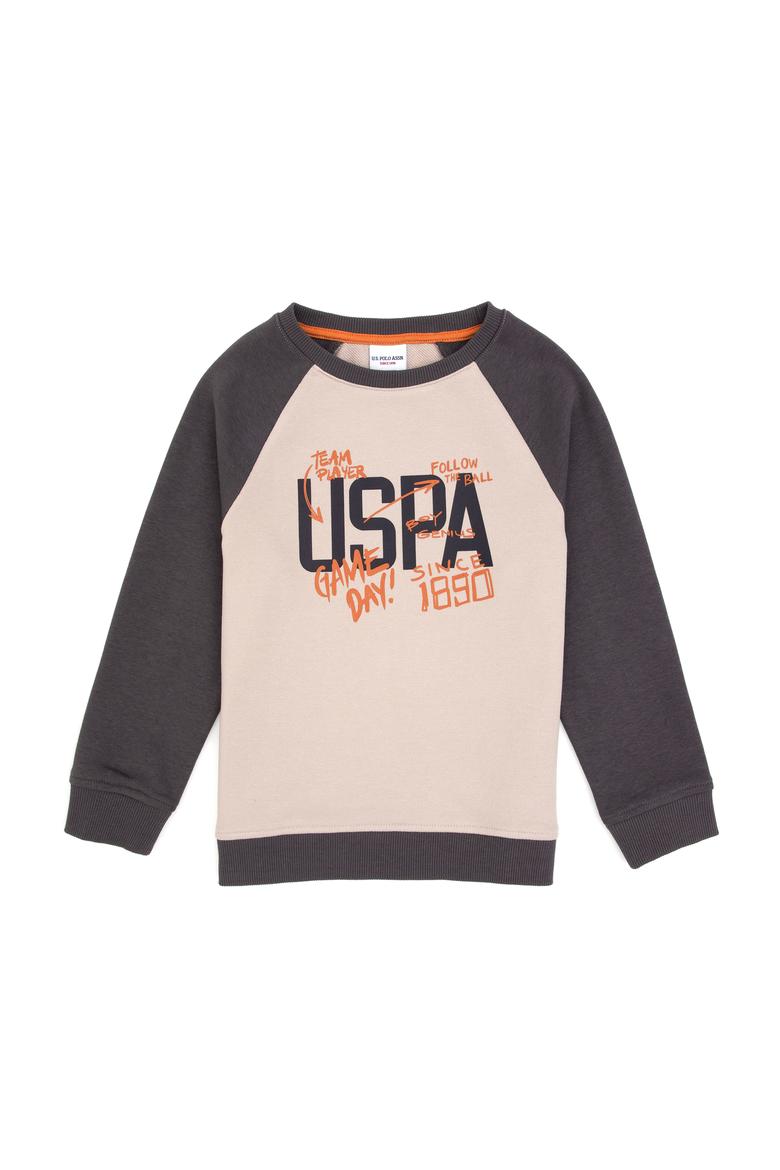 Erkek Çocuk Gri Bisiklet Yaka Sweatshirt