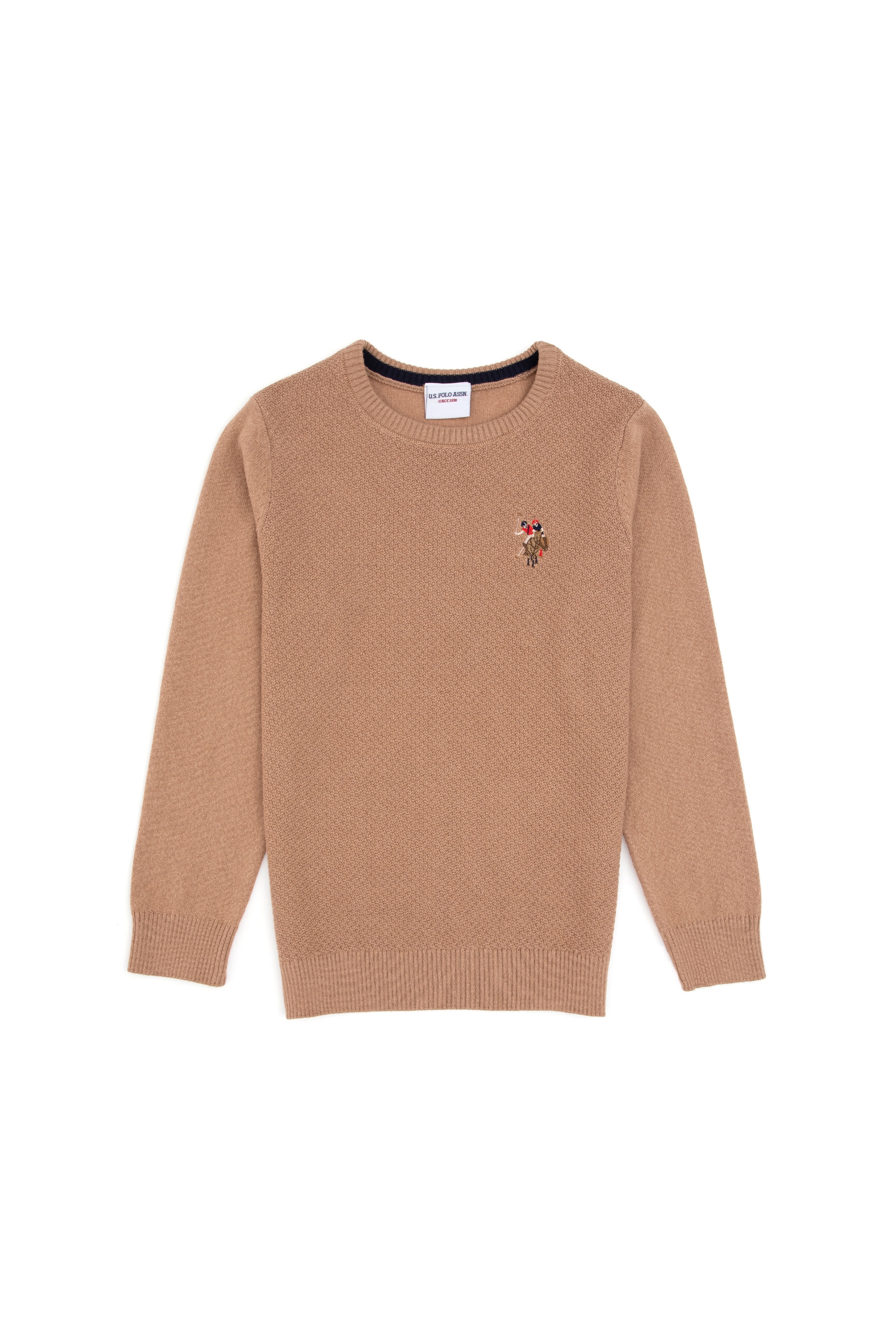 Erkek Çocuk Camel Melanj Bisiklet Yaka Basic Kazak