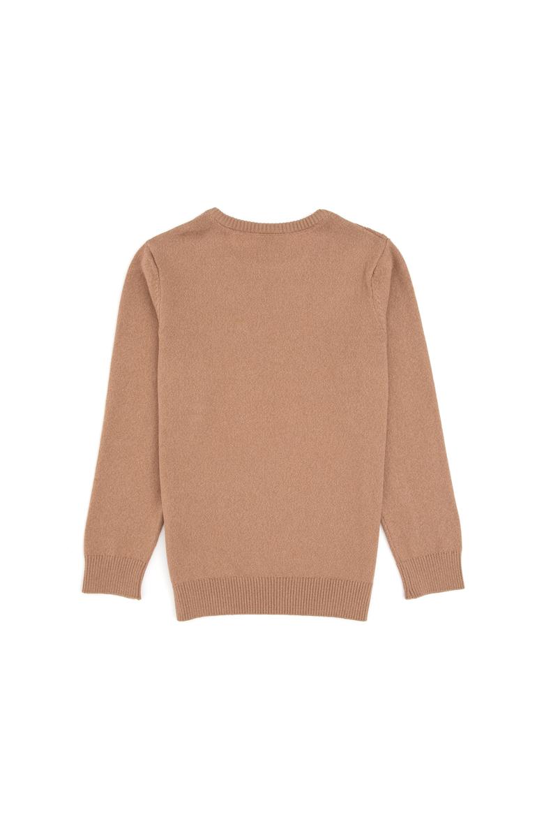 Erkek Çocuk Camel Melanj Bisiklet Yaka Basic Kazak - 50307838038