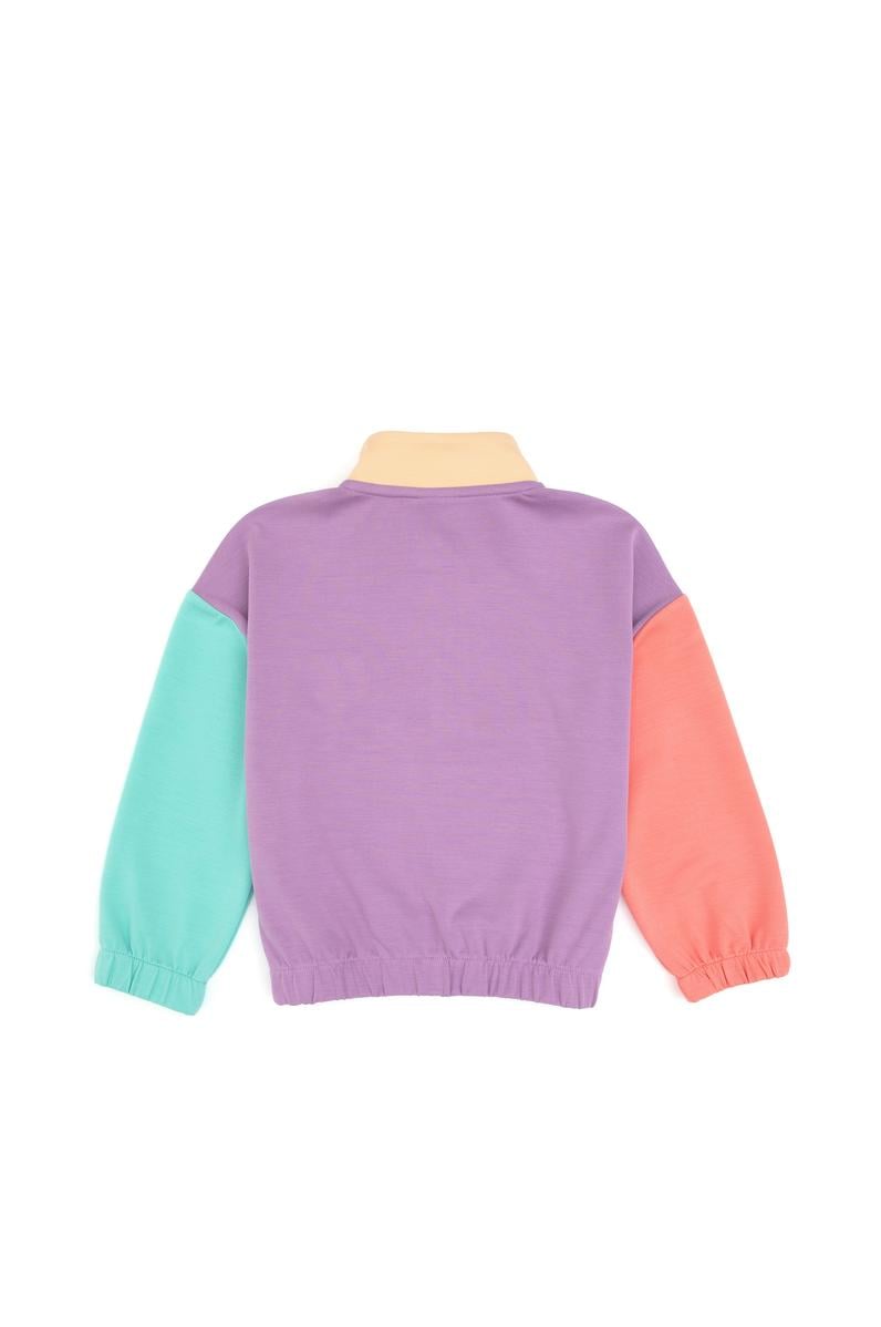 Kız Çocuk Lila Yarım Fermuarlı Sweatshirt