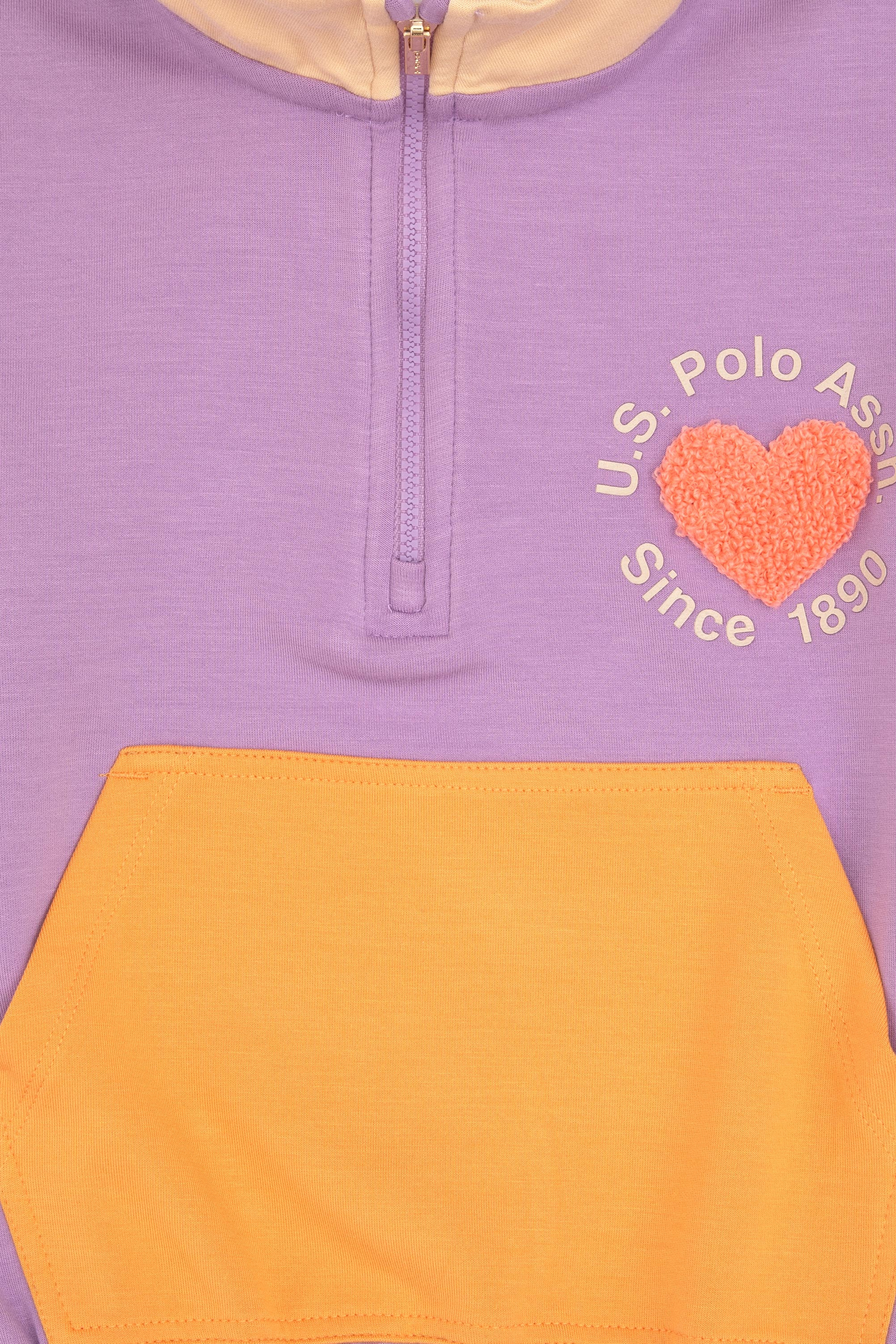 Kız Çocuk Lila Yarım Fermuarlı Sweatshirt - Image 3