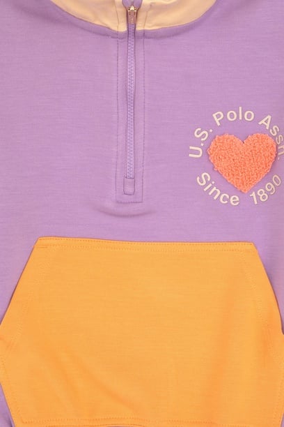 Kız Çocuk Lila Yarım Fermuarlı Sweatshirt