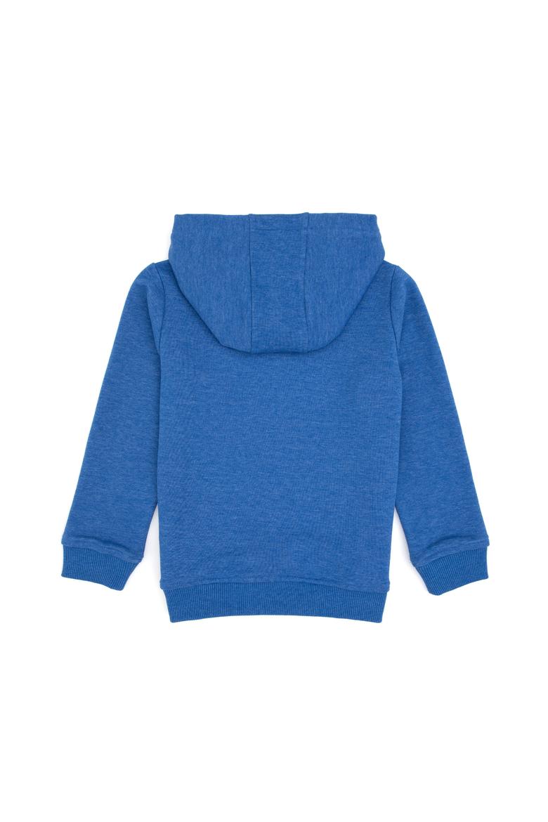 Erkek Çocuk Koyu Mavi Melanj Kapüşonlu Basic Sweatshirt - 50314005111