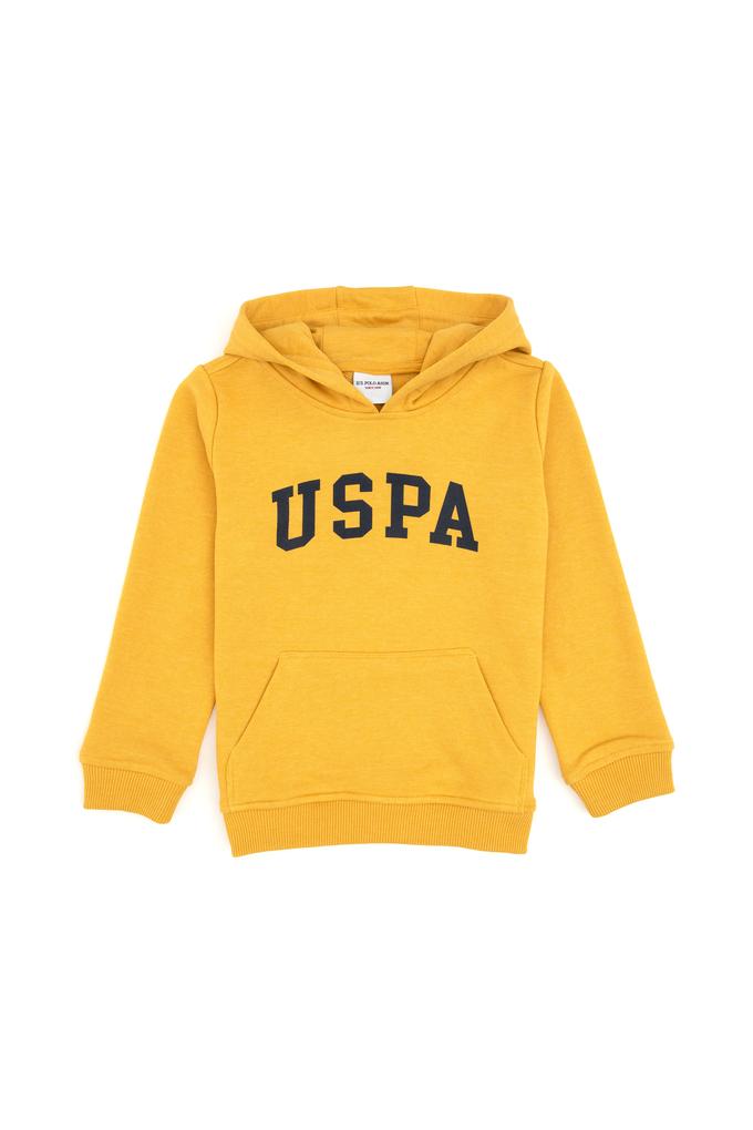 Erkek Çocuk Sarı Kapüşonlu Basic Sweatshirt