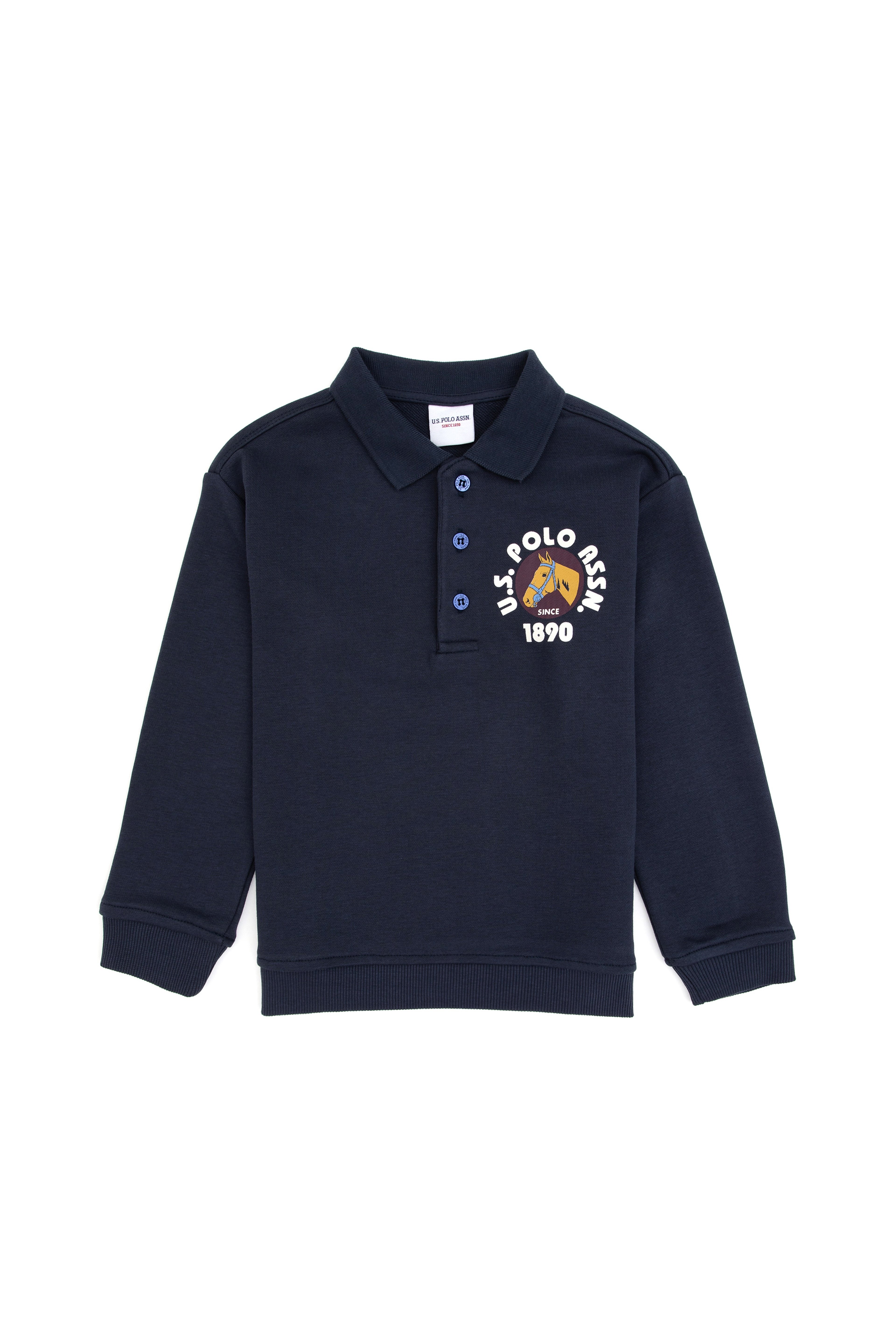 Erkek Çocuk Açık Lacivert Polo Yaka Sweatshirt - Image 1