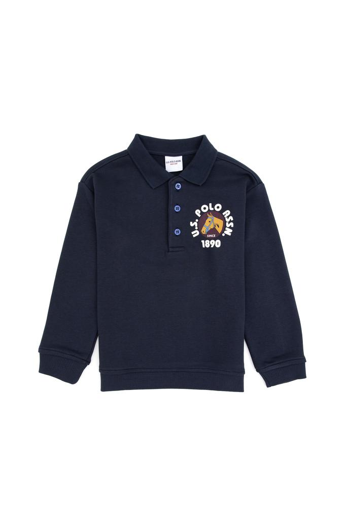 Erkek Çocuk Açık Lacivert Polo Yaka Sweatshirt