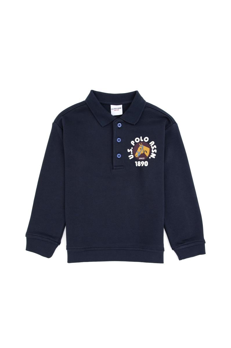 Erkek Çocuk Açık Lacivert Polo Yaka Sweatshirt