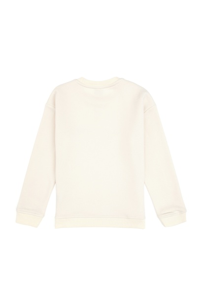 Erkek Çocuk Beyaz Bisiklet Yaka Sweatshirt