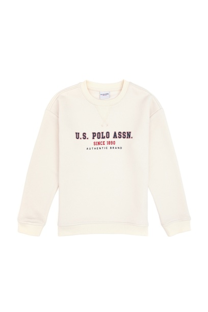 Erkek Çocuk Beyaz Bisiklet Yaka Sweatshirt