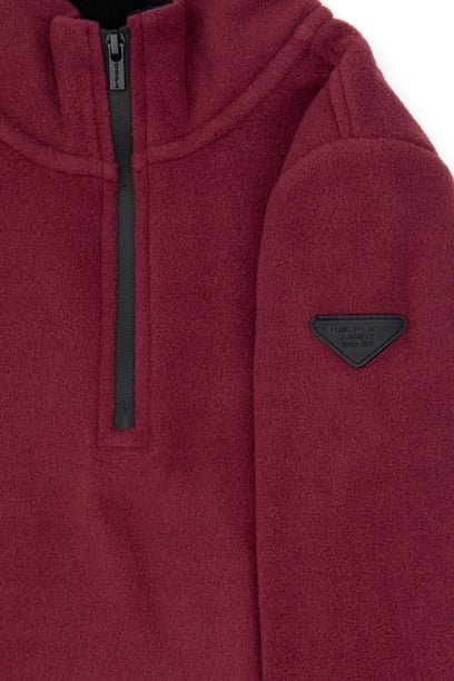 Erkek Çocuk Bordo Yarım Femruarlı Polar Sweatshirt