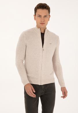 Erkek Taş Melanj Basic Triko Hırka - 50313688073