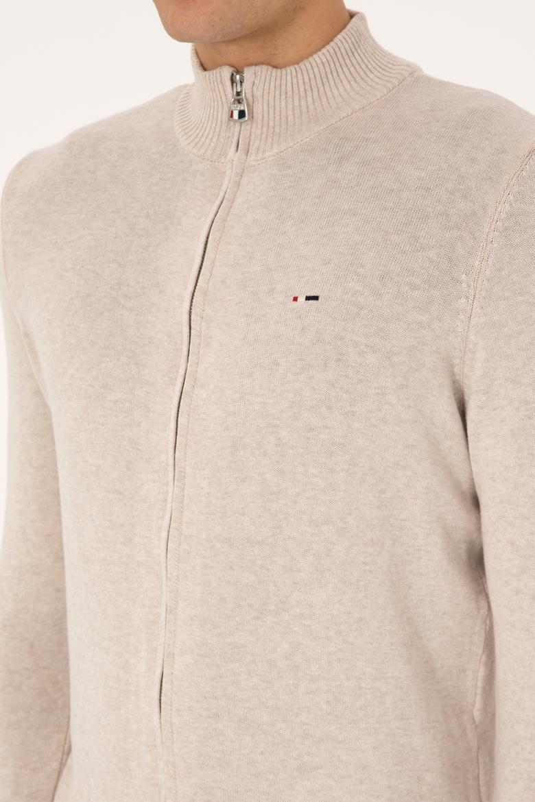 Erkek Taş Melanj Basic Triko Hırka - 50313688073