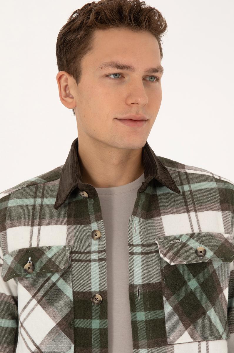 Erkek Açık Haki Uzun Kollu Gömlek