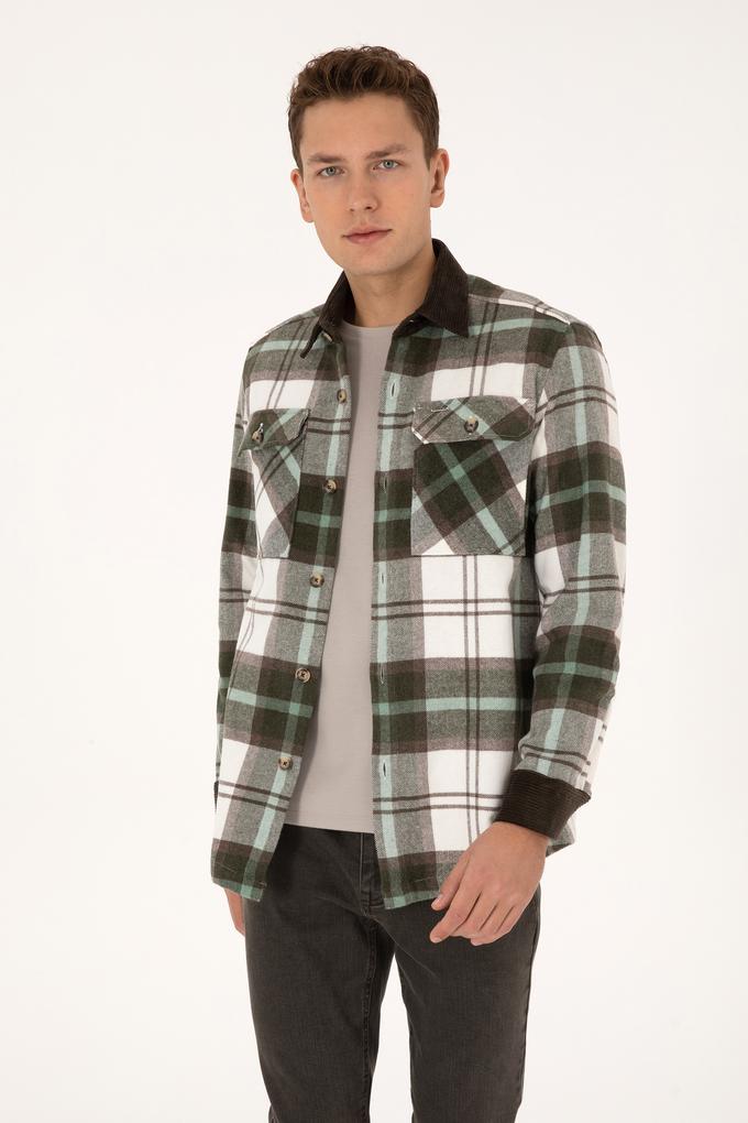 Erkek Açık Haki Uzun Kollu Gömlek