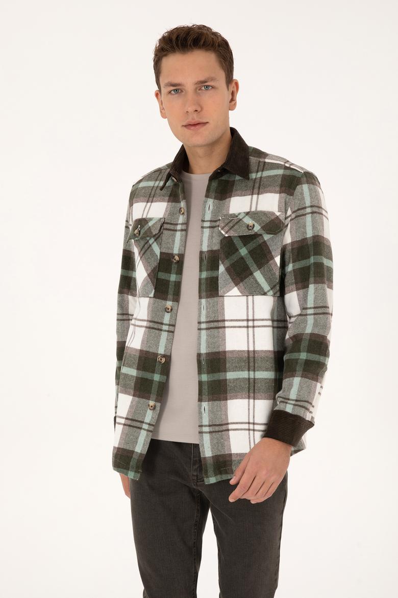 Erkek Açık Haki Uzun Kollu Gömlek