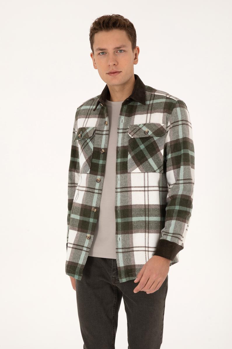 Erkek Açık Haki Uzun Kollu Gömlek