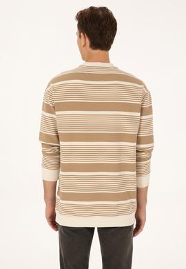 Erkek Comfort Fit Bisiklet Yaka Krem Sweatshirt - 50308135045