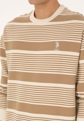 Erkek Comfort Fit Bisiklet Yaka Krem Sweatshirt - 50308135045