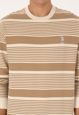 Erkek Comfort Fit Bisiklet Yaka Krem Sweatshirt - 50308135045