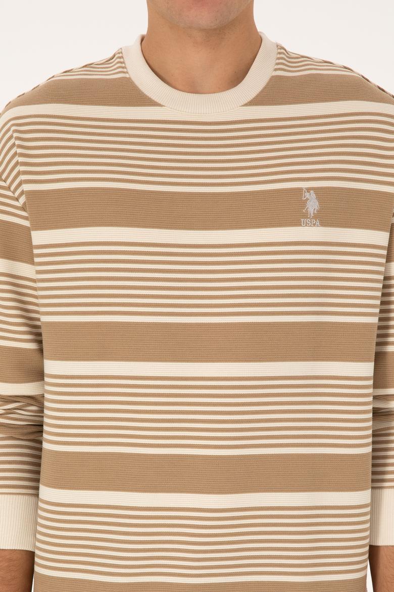 Erkek Comfort Fit Bisiklet Yaka Krem Sweatshirt - 50308135045