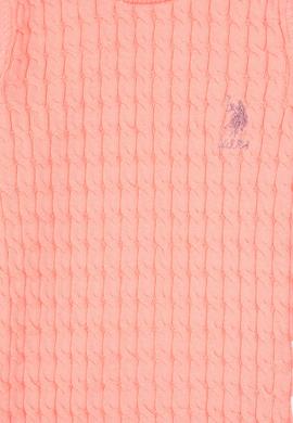 Kız Çocuk Neon Pembe Bisiklet Yaka Basic Kazak - 50313060051