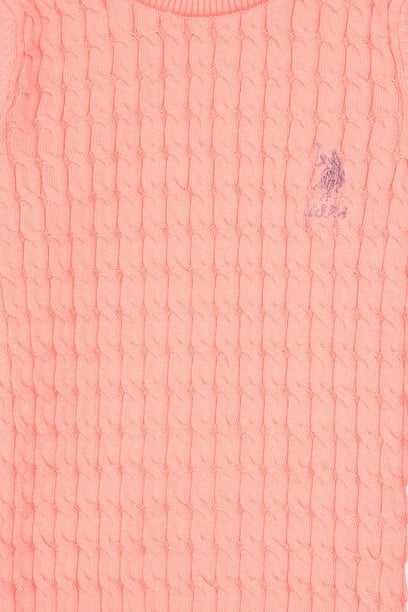 Kız Çocuk Neon Pembe Bisiklet Yaka Basic Kazak