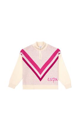 Kız Çocuk Krem Yarım Fermuarlı Kazak - 50314334017