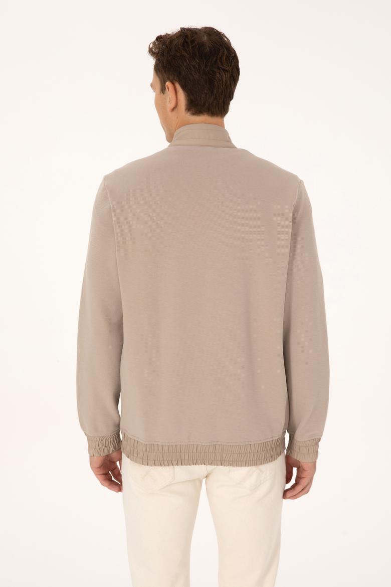 Erkek Koyu Bej Örme Hırka - 50309988034