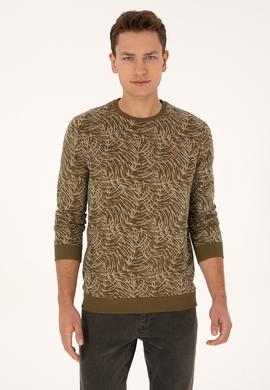 Erkek Regular Fit Bisiklet Yaka Haki Sweatshirt - 50310314007