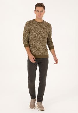 Erkek Regular Fit Bisiklet Yaka Haki Sweatshirt - 50310314007