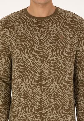 Erkek Regular Fit Bisiklet Yaka Haki Sweatshirt - 50310314007