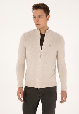 Erkek Taş Melanj Basic Triko Hırka - 50313688073