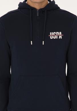 Erkek Regular Fit Yarım Fermuarlı Kapüşonlu Lacivert Sweatshirt - 50315525041