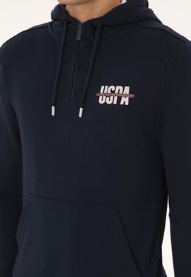 Erkek Regular Fit Yarım Fermuarlı Kapüşonlu Lacivert Sweatshirt - 50315525041