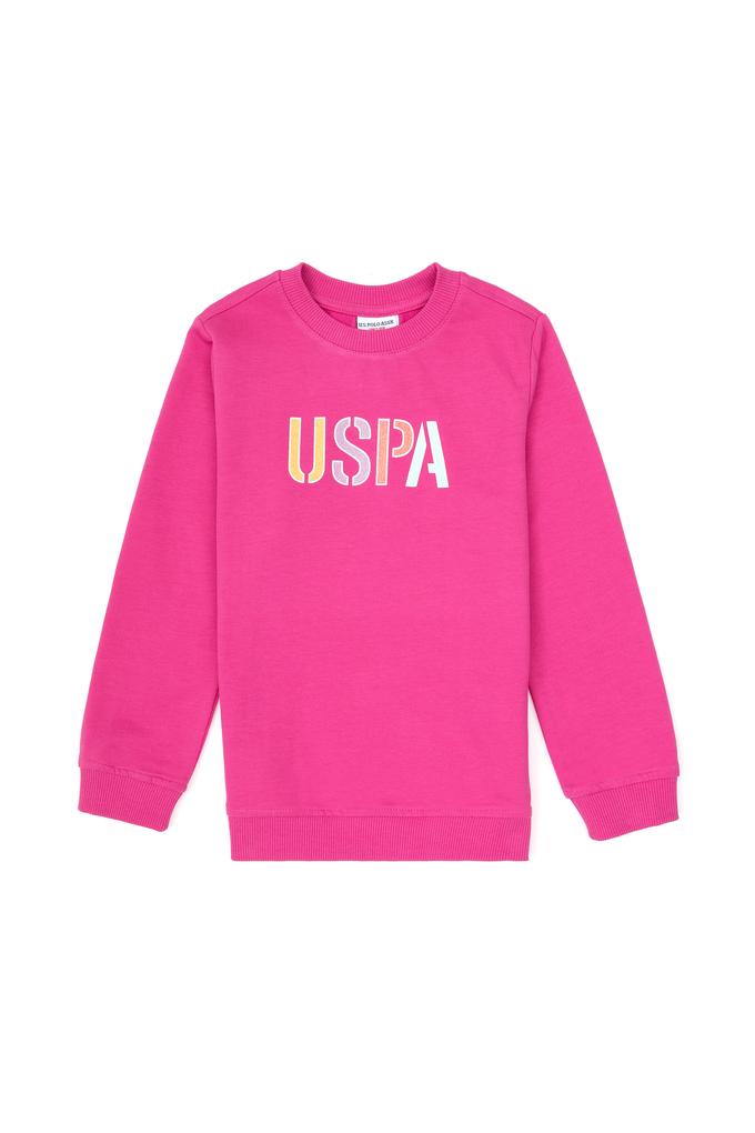 Kız Çocuk Pembe Bisiklet Yaka Basic Sweatshirt