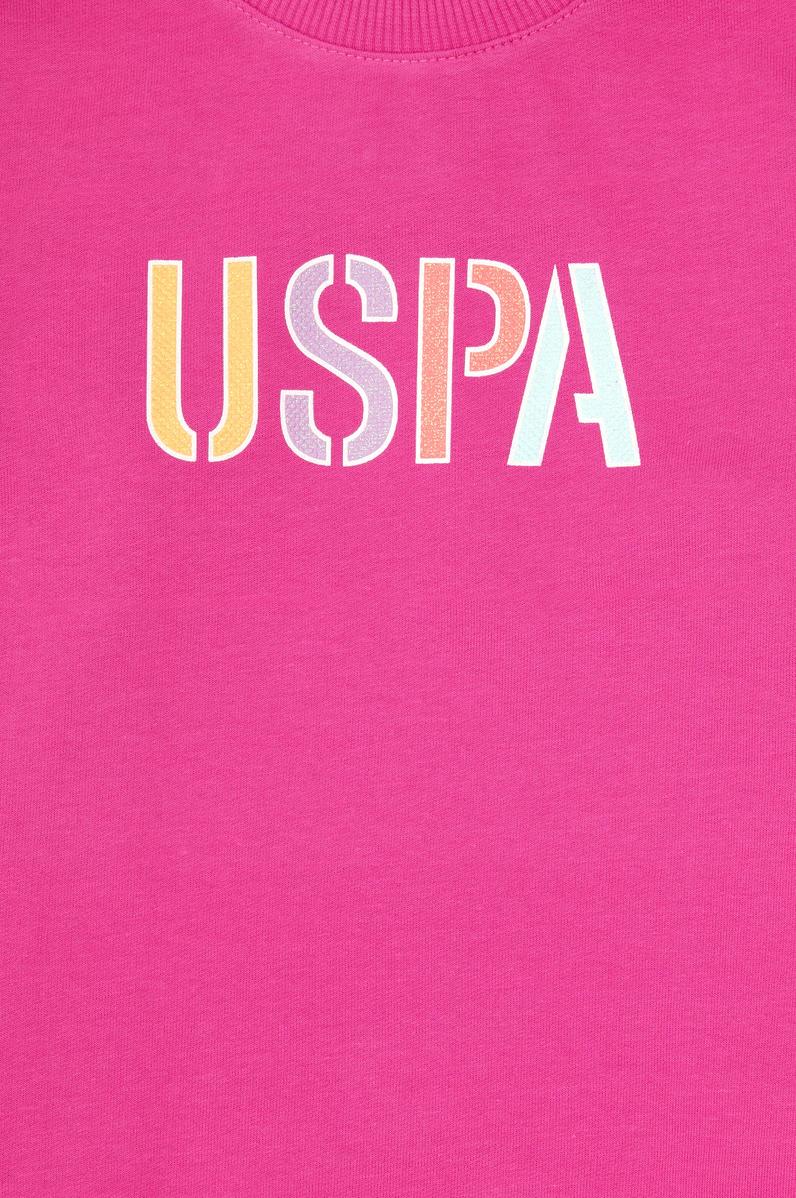 Kız Çocuk Pembe Bisiklet Yaka Basic Sweatshirt