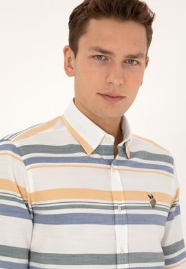 Erkek Krem Uzun Kollu Raporlu Gömlek - 50308456010