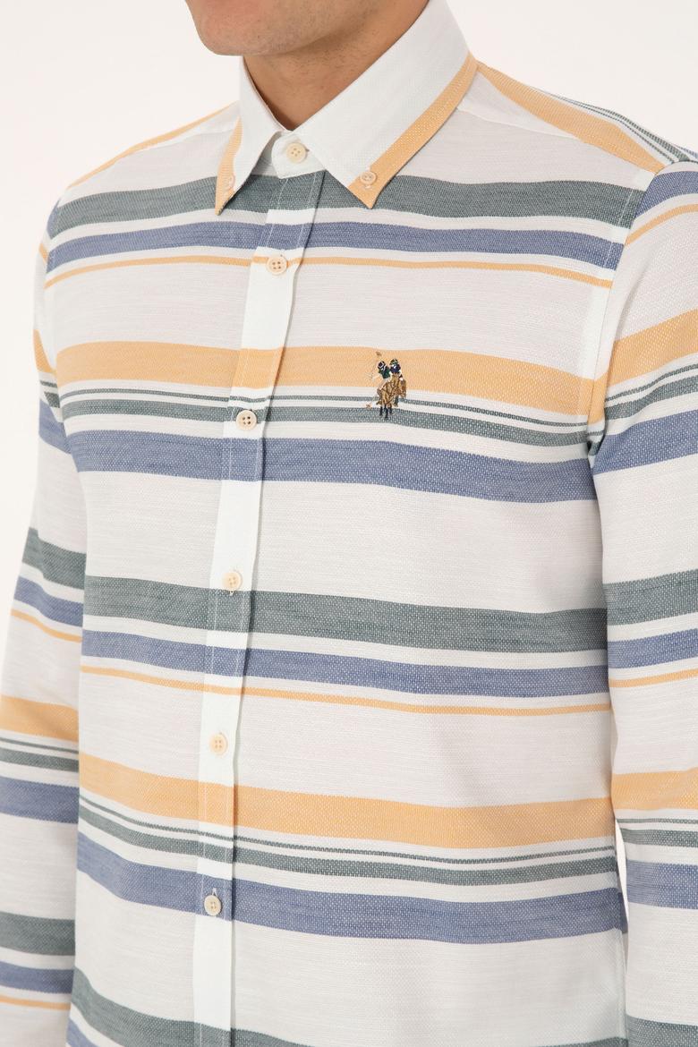 Erkek Krem Uzun Kollu Raporlu Gömlek - 50308456010