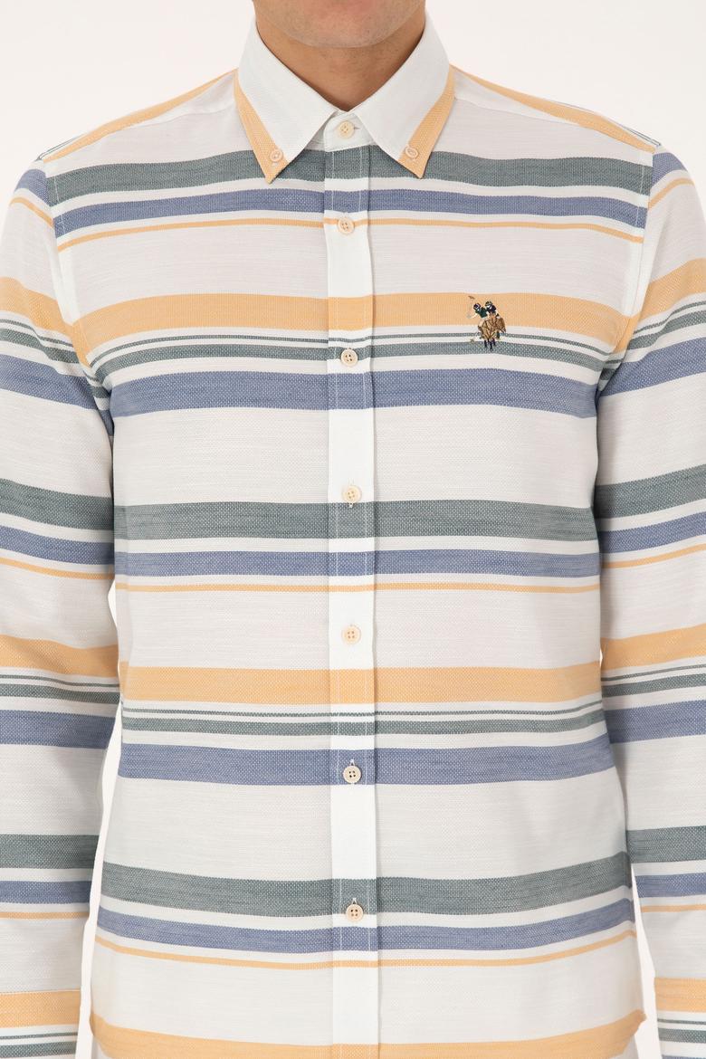 Erkek Krem Uzun Kollu Raporlu Gömlek - 50308456010