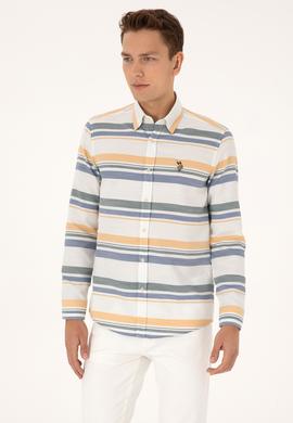 Erkek Krem Uzun Kollu Raporlu Gömlek - 50308456010