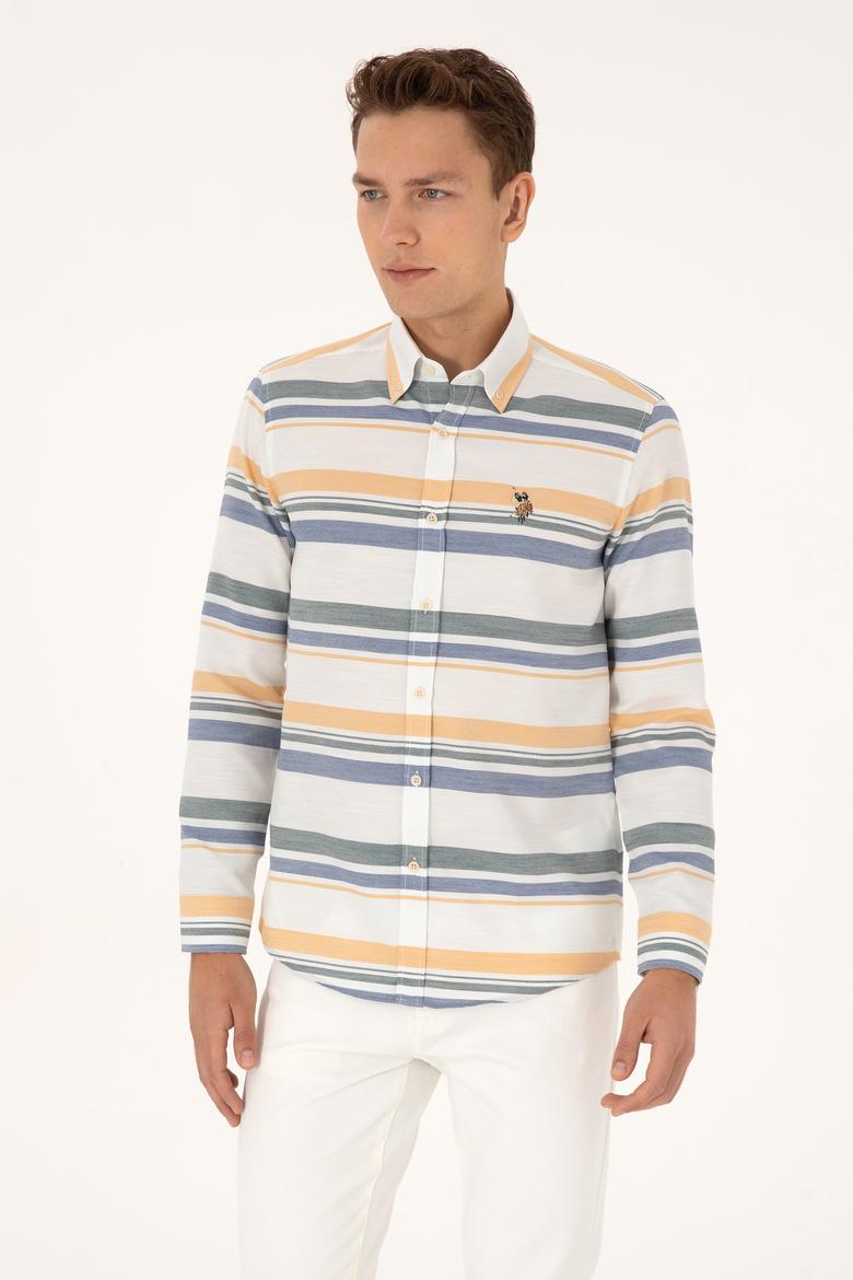 Erkek Krem Uzun Kollu Raporlu Gömlek - 50308456010