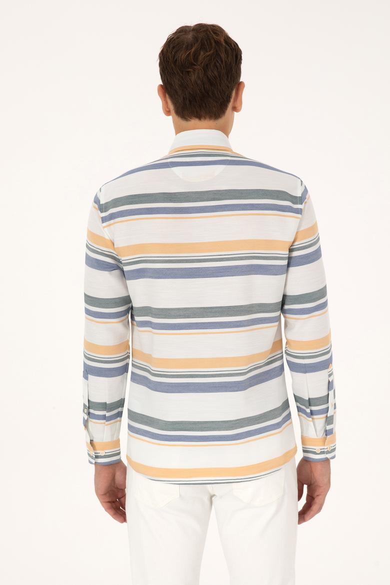 Erkek Krem Uzun Kollu Raporlu Gömlek - 50308456010