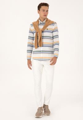 Erkek Krem Uzun Kollu Raporlu Gömlek - 50308456010