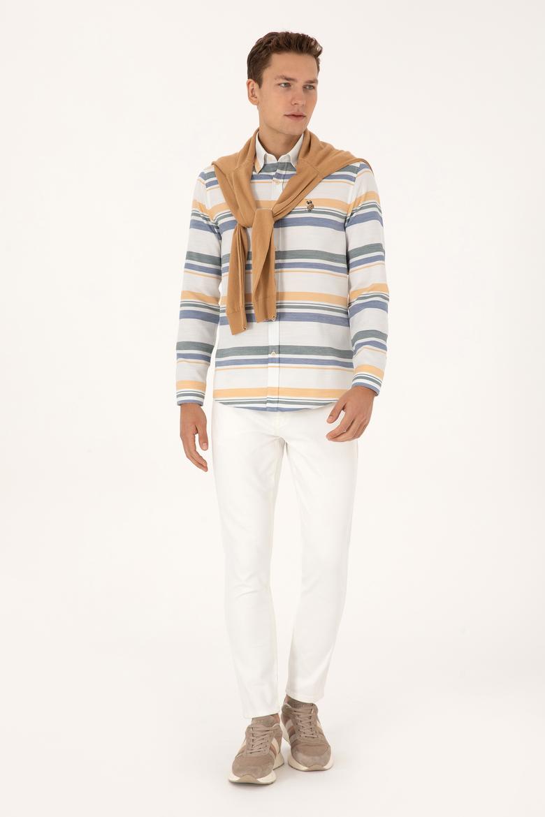 Erkek Krem Uzun Kollu Raporlu Gömlek - 50308456010